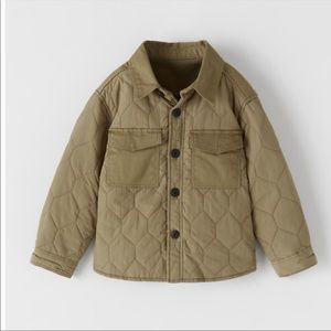 Zara Kids Boy Padded Overshirt with Pocket Khaki Olive Size 4-5